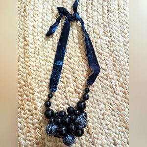 Anthropologie Velvet Cluster Bead Necklace